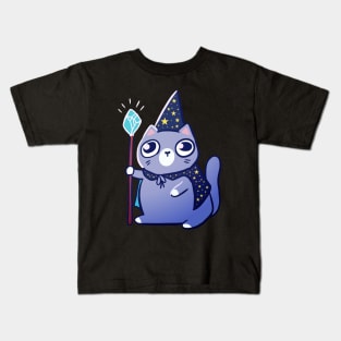 Funny magical wizard cat Kids T-Shirt